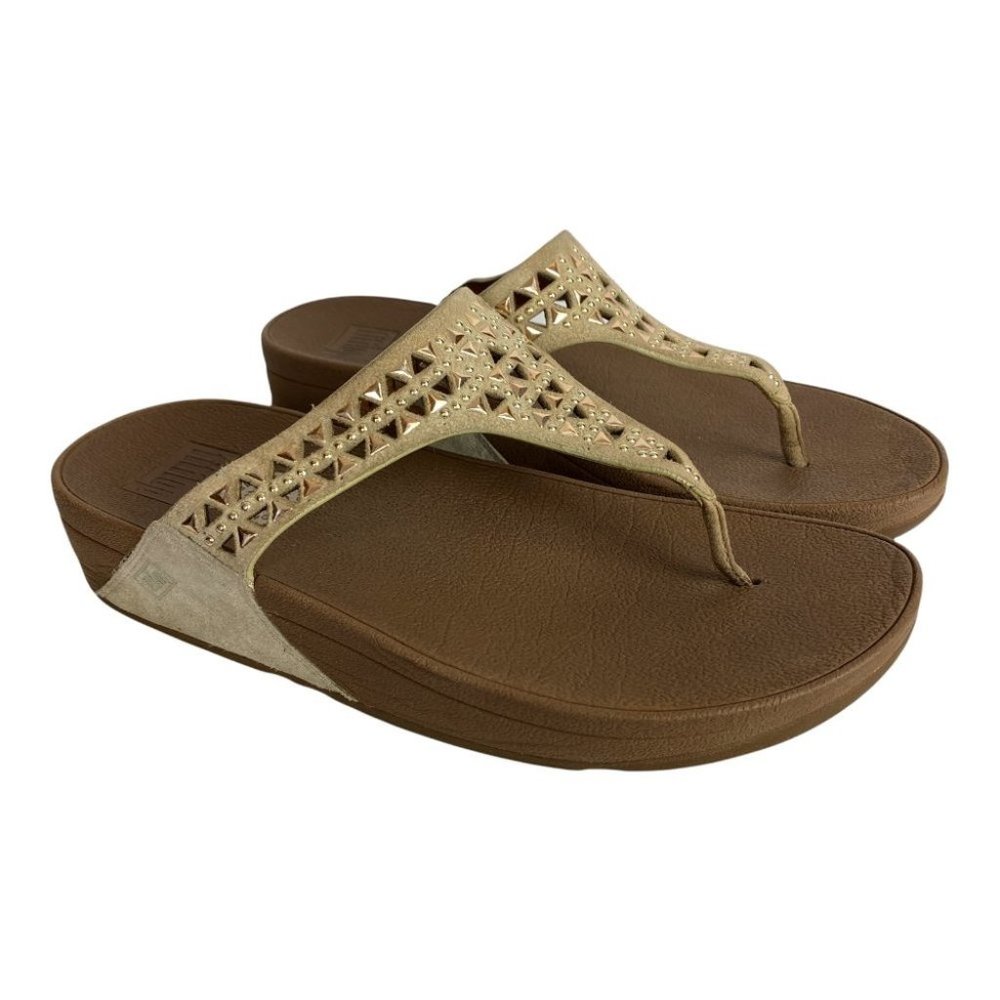 FitFlop Sandals Studded Beige Suede 7